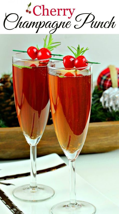 Make any occasion special with delicious Cherry Champagne Punch! Try this unique flavor combination of Cherry Liqueur and Rosemary! Cherry Champagne, Champagne Recipes Cocktails, Champagne Punch, Liqueur Drinks, Cherry Liqueur, Pop Fizz Clink, Oktoberfest Party, Champagne Cocktail, Cherry Bomb