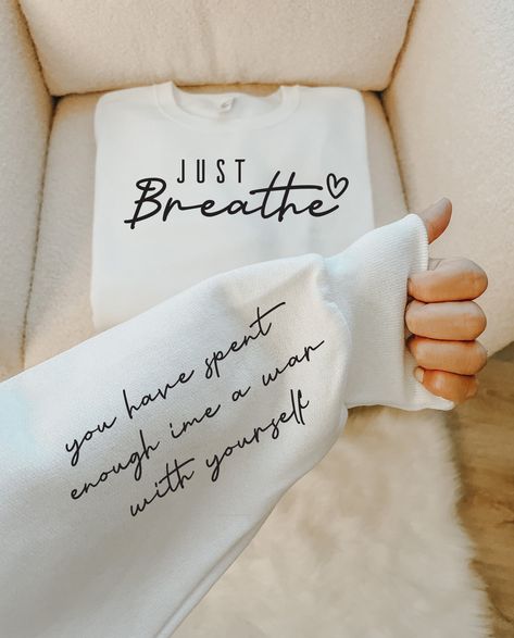 Just Breathe Sweatshirt, Trendy Minimalist Motivational Shirt For Women, Inspirational Hoodie, Kindness Sweater, Gift For Best Friend, E7936 WELCOME TO LITTLE PREPPY TEE.... If you are looking for soft, comfortable, first-class clothes that you can design for your most special days or your loved ones, you are at the right place! We love what we do here at Best Creative Designs and we strive to make your shopping experience just right for you. If you have any questions about our products, feel fr Preppy Tee, Christian Shirts Designs, Haine Diy, V Neck Shirts, Sweatshirt Trendy, Cute Shirt Designs, Mama Sweatshirt, Just Breathe, Inspirational Shirt