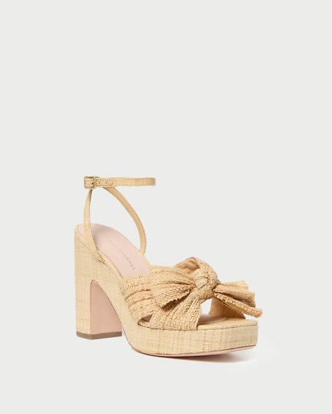 Lucia Natural Pleated Bow Platform Loeffler Randall, 5 Inch Heels, Caicos Islands, Pitcairn Islands, Turks And Caicos Islands, Cocktail Dress Party, New Shoes, Open Toe, Ankle Strap