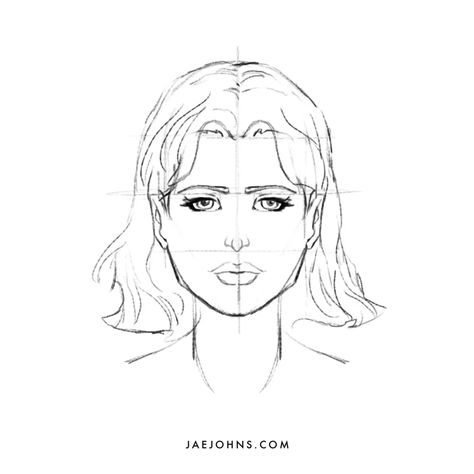 Front View Drawing, Face Front View, Sketching Faces, Human Face Sketch, View Drawing, Draw A Face, How To Draw Ears, Sketching Tips, Female Faces