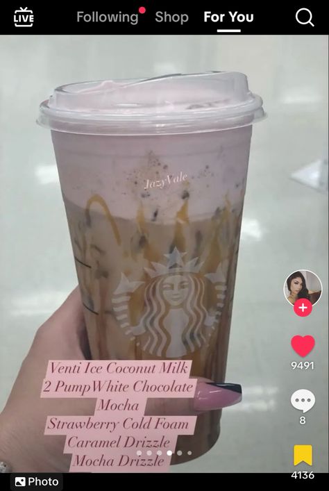 Starbucks Easy Drinks, Starbucks Coconut Milk Drinks, Cute Starbucks Drinks, Pretty Beverages, Aesthetic Starbucks Drinks, Starbucks Food, Starbies Drinks, Starbucks Drink Menu, Starbucks Secret Menu Recipes