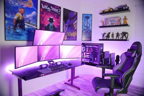 Gamer Bedroom, Gaming Desk Setup, Gamer Setup, Pc Gaming Setup, Custom Pc, Sims 4 Cc Furniture, Gaming Room Setup, Nintendo Game, Computer Setup