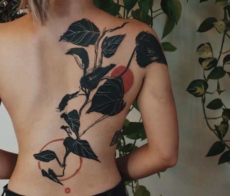 Tato Kecil Simple, Simple Tato, Back Of Shoulder Tattoo, Red Ink Tattoos, Plant Tattoo, Tattoo Portfolio, Back Tattoo Women, Tattoo Cover-up, Aesthetic Tattoo