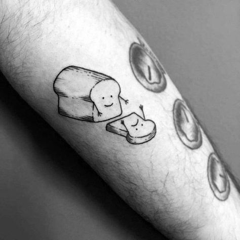 Bread Tattoo, Hals Tattoo Mann, How To Tattoo, Minimalist Tattoo Meaning, Typography Tattoo, Army Tattoos, Food Tattoos, Tattoos Geometric, Парные Тату