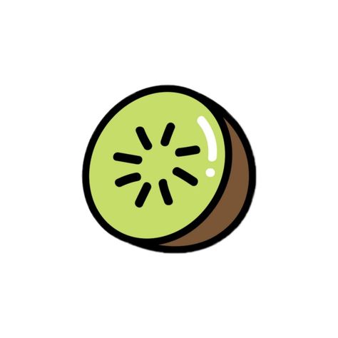 Cute Drawings Of Fruit, Cute Kiwi Drawing, Fruit Drawing Cute, Block Reaction Pic, Kiwi Doodle, Kiwi Cartoon, Frutas Aesthetic, Easy Fruit Drawing, Kiwi Drawing