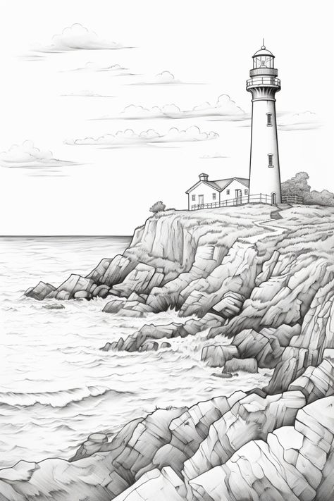 Unwind with 'Tropical Tranquility': A Must-Have Coloring Book for Beach Lovers - NFT Art with Lauren McDonagh-Pereira Photography Photo Captions For Facebook, Lighthouse Coloring, Beach Lighthouse, Unique Coloring Pages, Grayscale Coloring Pages, Therapeutic Art, Photo Caption, Nft Art, Grayscale Coloring