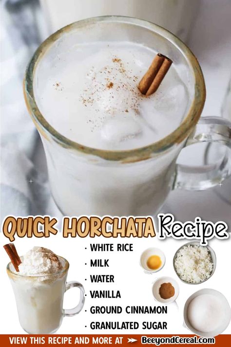 Quick Horchata Recipe, Recipe With Leftover Rice, Easy Horchata, Easy Horchata Recipe, Using Leftover Rice, Horchata Drink, Mexican Horchata, Homemade Horchata, Leftover Rice Recipes