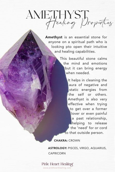 Crystal Healing Properties, Amethyst Healing Properties, Crystal Healing Chart, Crystals Healing Properties, Amethyst Crystals, Amethyst Healing, Spiritual Crystals, Trace Minerals, Crystal Therapy