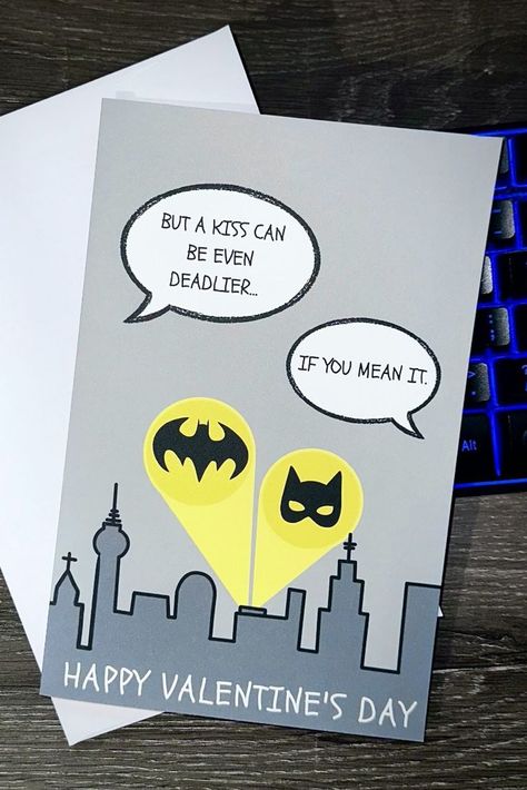 Batman Valentines, Book Gift Ideas, Batman Quotes, Batman Catwoman, Batman And Catwoman, Book Gift, Valentines Day Card, A Kiss, Catwoman