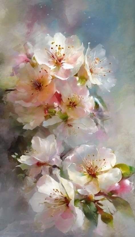 Cherry Blossom Painting, Pear Blossom, Abstract Flower Art, Gorgeous Flowers, Watercolor Flower Art, Floral Oil, 수채화 그림, Oil Painting Flowers, Beautiful Flowers Pictures