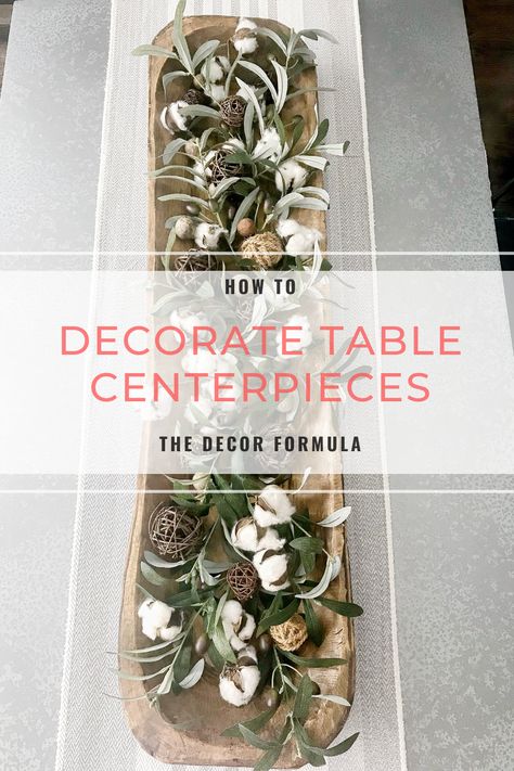 Floral Table Centerpieces For Home, Spring Centerpieces Dining Room, Long Narrow Tray Decor, How To Decorate A Long Dough Bowl, Table Centerpieces For Womens Retreat, Centerpiece Tray Dining Table, Dining Room Table Top Decor Ideas, Long Centerpieces Dining Room Modern, Long Floral Table Arrangements