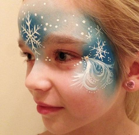 Frozen Face Paint, Carnaval Make-up, Christmas Face Painting, Frozen Face, Girl Face Painting, Face Painting Easy, Winter Face, Kids Face Paint, Face Painting Designs