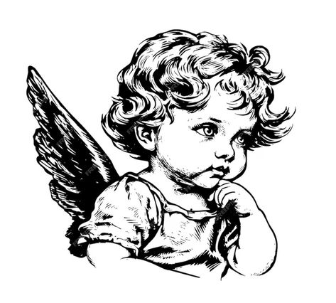 Cherub And Flowers Tattoo, Drawing An Angel, Baby Angel Drawing, Angel Baby Painting, Cherub Drawing, Cherubim Angels Tattoo, Cherub Angel Tattoo, Cupid Drawing, Cherub Tattoo Designs