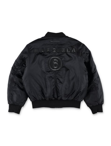 Bomber Jacket By Mm6 Maison Margiela. Featuring: Smooth Nylon Fabric Relaxed Fit Ribbed Collar Long Sleeves With Ribbed Cuffs Front Zip Closure Embroidered Logo On The Back Two Angled Front Pockets With Flaps Sleeve Zip Pocket Ribbed Hem Composition: 100% polyamide-nylon Masc Clothing, Kenzo Kids, Arizona Tea, Mm6 Maison Margiela, Men Shirt Style, Bomber Jackets, Stella Mccartney Kids, Nylon Fabric, Online Clothing Stores