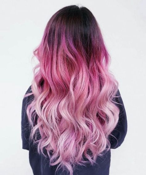 Pastel Pink Hair Ombre, Ombre Curly Hair, Pink Ombre Hair, Purple Ombre Hair, Mode Rose, Temporary Hair Color, Long Hair Color, Ombré Hair, Pink Wig