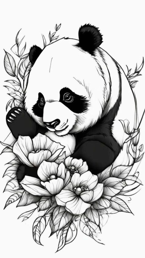 Panda Tattoo Design, Unique Animal Tattoos, Panda Bear Tattoos, Lion Forearm Tattoos, Sketch Cute, Cute Tattoo Ideas, Comic Book Tattoo, Chest Tattoo Ideas, Tattoo Japanese Style