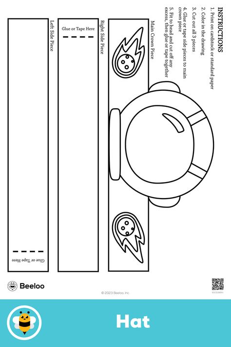 Medium space-themed paper hat for kids ages 5 and up. Featuring: Outspace Crafts Preschool, Space Helmet Craft, Astronaut Crafts For Kids, Astronaut Hat, Astronomy Crafts, Outer Space Crafts For Kids, Astronaut Craft, Outer Space Crafts, Space Hat