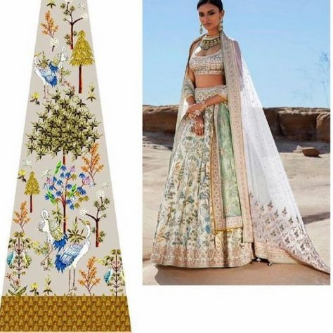 Kali Pattern, Design Lehenga, Kali Embroidery Design, Textile Pattern Design Fashion, Kali Design, Lehenga Pattern, Designer Bridal Lehenga Choli, Lehenga Design, Fashion Design Template