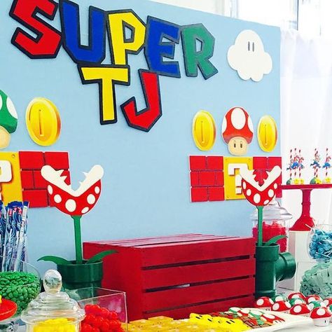 Mario Dessert Table, Super Mario Dessert Table, Candy Dessert Table, Mario Brothers Birthday Party, Super Mario Bros Party, Mario Bros Party, Super Mario Birthday Party, Mario Birthday Party, Super Mario Birthday