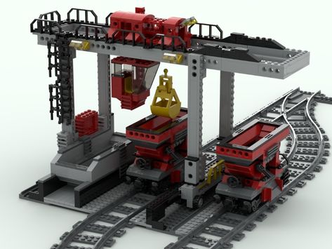 cargo train hopper system from BrickLink Studio Lego Cargo Train, Lego Crane, Lego Hospital, Lego Train Tracks, Lego Basic, Cargo Train, Lego Wheels, Lego Train, Lego Vehicles