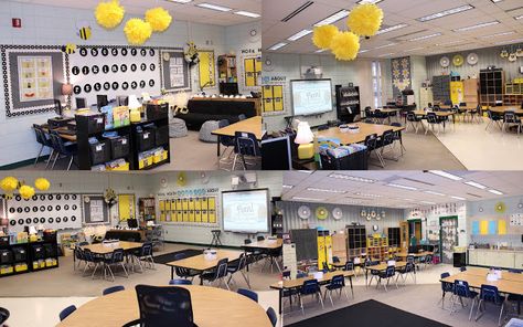 Yellow Classroom, Study Island, Smart Boards, Bee Themed Classroom, Classroom Organization Elementary, Teachers Room, Bee Classroom, Classroom Decor High School, Classroom Tour