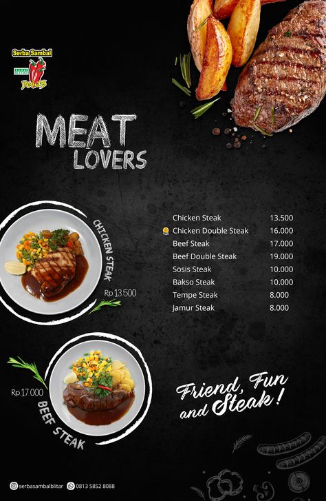 Steak Menu Design, Poster Menu Makanan, Chicken Menu Design, Food Menu Design Layout, Catering Menu Design, Pork Menu, Steak House Menu, Steak Menu, Menu Design Layout