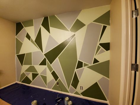 Geometric Wall Paint, Hall Painting, Games Room, Geometric Triangle, House Furniture, Toddler Room, Geometric Wall, Wall Paint, Nursery Ideas