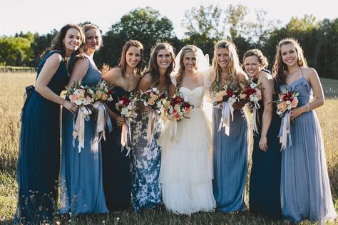 Long Blue Bridesmaid Dresses Bridesmaid Dresses Long Blue, Bridesmaid Dresses Floral Print, Printed Bridesmaid Dresses, Wedding Bridesmaids Dresses Blue, Mismatched Bridesmaids, Mismatched Bridesmaid Dresses, Floral Bridesmaid, Dress Colors, Navy Bridesmaid Dresses