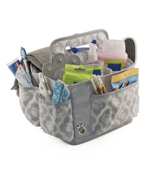 Look at this Gray Puppy Organization, Dog Supplies Storage, Pet Supplies Organization, Dog Organization, Mommy Things, Dog Accesories, Pet Essentials, Pet Organization, Dog Business