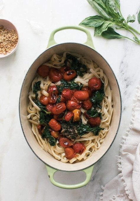 Blistered Tomato Anchovy Pasta | PBS Food Squash Appetizers, Anchovy Pasta, Pasta Fresh, Cookout Party, Italian Parsley, Pbs Food, Antiques Roadshow, Pasta Ingredients, Food Shows