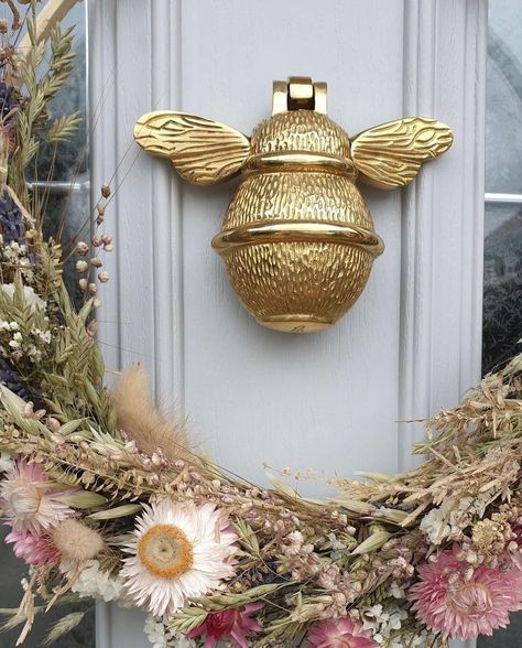 Brass Bee Door Knockers on Instagram: “With everyone having the same door on your street or estate, make you house stand out from the rest with one of our incredible door…” Bee Door Knocker, Front Door Furniture, Brass Door Knocker, Gorgeous Doors, Glass Panel Door, Bee Inspired, Gold Bee, Bee Gifts, Door Knocker