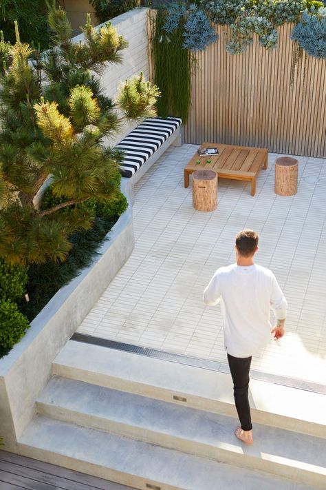 Queens Park Courtyard Garden by Outdoor Establishments - Project Feature - The Local Project - The Local Project Outdoor Courtyard Design, Midcentury Contemporary, Courtyard Deck, Outdoor Tile Patio, Courtyard Design, Design Institute, Gold Award, Small Courtyards, The Local Project