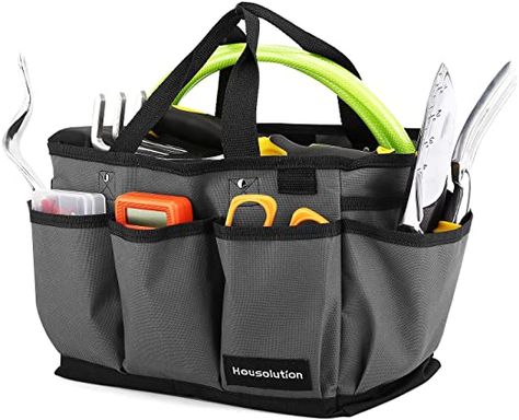 Housolution Gardening Tote Bag, Deluxe Garden Tool Storage Bag and Home Organizer with Pockets, Wear-Resistant & Reusable, 12 Inch, Gray & Black: Amazon.ca: Tools & Home Improvement Tool Tote Bag, Garden Tool Bag, Gardening Tool Kit, Best Garden Tools, Garden Tote Bag, Garden Tool Organization, Tool Tote, Garden Bags, Home Organizer