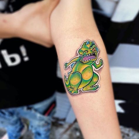 Climbing Frog Tattoo, Rugrats Tattoo Ideas, Reptar Tattoo, Rugrats Tattoo, Sticker Tattoo, Ants, Alex And Ani Charm Bracelet, Charm Bracelet, Tattoos