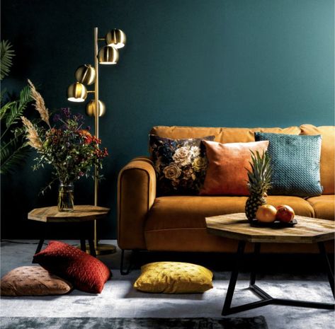 Teal Living Rooms, Popular Interior Design, Teal Walls, Home Design Living Room, Estilo Art Deco, Giza, Eclectic Decor, Room Colors, Living Room Inspiration