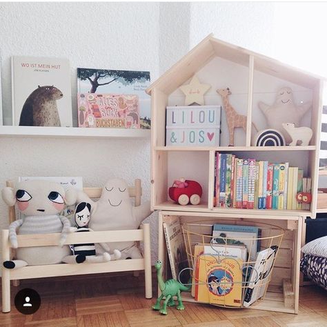 Kids Room Storage, Dollhouse Shelf, Ikea Dollhouse, House Shelves, Girls Playroom, Baby Room Inspiration, Kids Zone, Room Storage, Big Girl Rooms