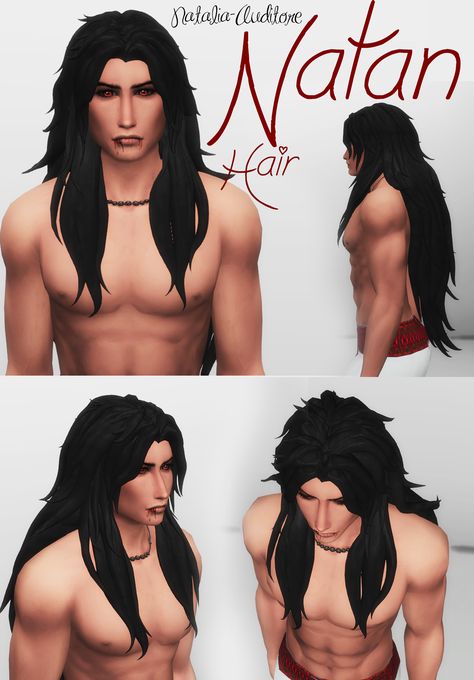 NATAN HAIR | Natalia-Auditore  #s4cc #ts4cc #ANIMEHAIRsims4cc #HAIRts4 #ANIMEsims4 Alt Braids, Haircuts Alt, Styling Long Hair, Sims 4 Cc Goth, Aesthetic Bedrooms, Long Hair Men, Sims 4 Hair Male, Braids Knotless, Hairstyle Long