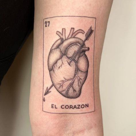 Loteria Cards Tattoo, Loteria Tattoo Ideas, Loteria Tattoo, Corazon Tattoo, Austin Tattoo, Cards Tattoo, Mexican Tattoo, Pride Tattoo, Loteria Cards