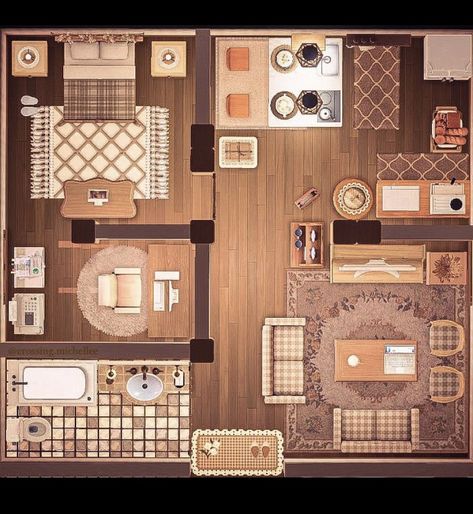 Anch House Layout, Acnh Ranch Bedroom, Acnh Home Design Ideas, Acnh Farm Home Interior, Animal Crossing Apartment Design, Acnh Apartment Layout, Acnh Hhp Layout, Acnh Roomate Room Ideas, Acnh Island House Ideas