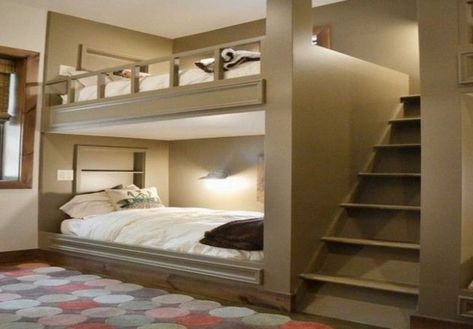 Bunk Bed Decor, Cool Loft Beds, Bunk Bed Rooms, Adult Bunk Beds, Modern Bunk Beds, Bunk Beds Built In, Bunk Rooms, Built In Bunks, Cool Bunk Beds