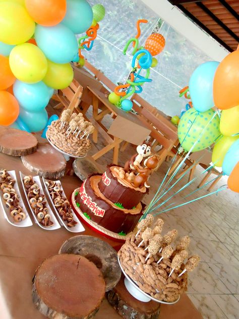 Chip N Dale Party, Chip N Dale Birthday Party, Chip And Dale Birthday Party, Chip And Dale Party, Birthday Colors, Disney Party Ideas, Rescue Rangers, Dessert Station, Candy Station