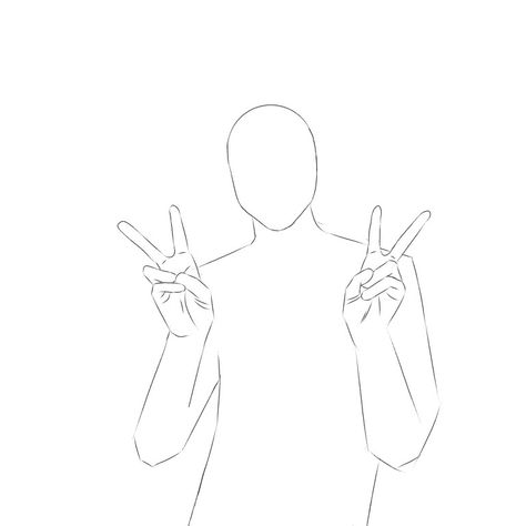 Art Poses Peace Sign, Poses With Peace Sign Drawing, Reference Peace Sign Pose, Body Base Drawing Peace Sign, Peace Sign Hand Drawing Anime, Hand Poses Peace Sign, Peace Signs Drawing, Anime Hands Peace Sign, Peace Hands Reference