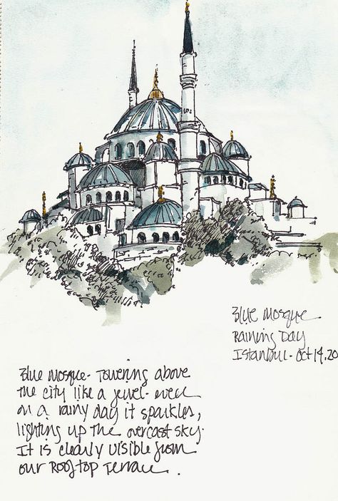 Blue Mosque Mosque Drawing, Cerave Moisturizing Cream, City Sketch, Mosque Art, Building Sketch, Watercolor Architecture, Architecture History, Blue Mosque, Architecture Drawing Art