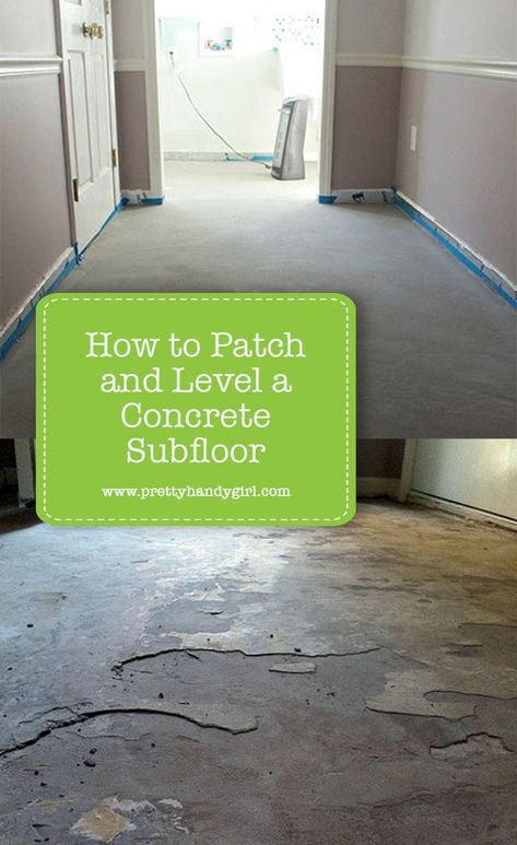 How to Patch and Level a Concrete Subfloor | Pretty Handy Girl Concrete Filler, Concrete Floor Repair, Self Leveling Floor, Concrete Cracks, Concrete Basement Floors, Concrete Room, Leveling Floor, Rigid Foam Insulation, Old Basement