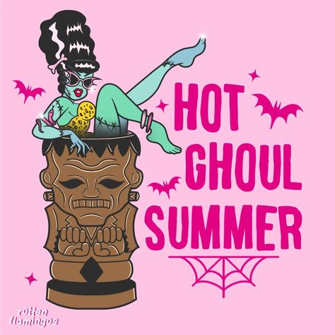 Rotten Flamingos LTD on Instagram: “🩷💀🌞🍹 Hot Ghoul Summer Pending 🍹🌞💀🩷 . I am choosing to live is willful ignorance & ignore the fact it's meant to rain all week 🙃🌧…” Halloween Uk, Las Vegas Bachelorette, Summer Tattoo, Summer Goth, Fiction Idea, Traditional Tattoo Art, Smart Auto, Classic Monsters, Spooky Scary