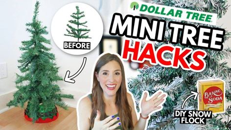 DOLLAR TREE CHRISTMAS TREE HACKS 🎄 Amazing things you can do with Dollar Tree mini Christmas trees | The Dollar Tree has mini Christmas trees, and there are SO many ways to use them. I've shared some Christmas tree DIYs from the Dollar Tree, but there... | By But First, Coffee | Facebook Christmas Tree Hacks, Mini White Christmas Tree, Dollar Tree Christmas Tree, Tree Video, Mini Christmas Tree Decorations, Mini Christmas Trees, Magic Crafts, Holiday Boutique, Christmas Swag