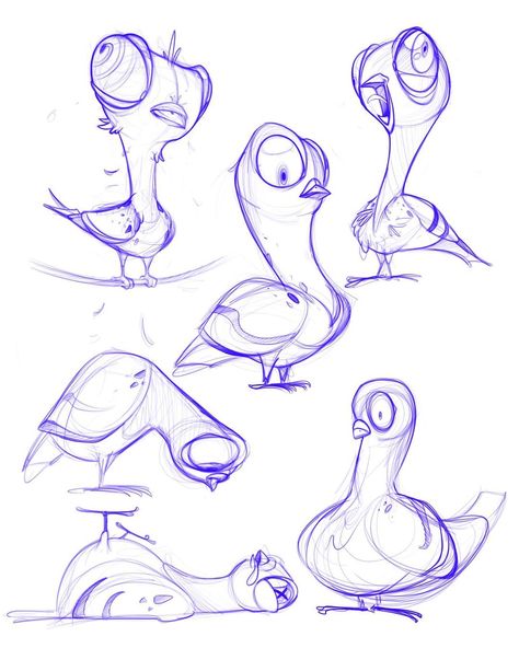 Dove Character Design, Pigeon Character Design, Cartoon Animal Sketches, Arc Animation, Bird Expressions, Funny Bird Drawing, Pigeon Animation, Pigeon Cartoon, Halloween Sketchbook