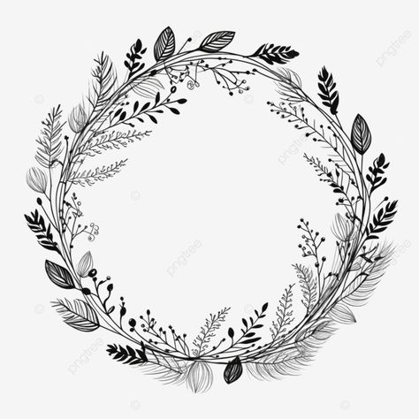 hand drawn christmas wreath circle floral frame with branches black doodle style border leaf wreat Drawing Christmas Wreaths, Autumn Wreath Drawing, Godmother Tattoo, Christmas Wreath Drawing, Circle Floral Frame, Windows Painting, Xmas Windows, Slice Ideas, Border Drawing