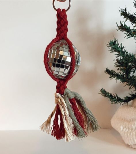 Handmade by katecrafts 🤍 Disco Ball Christmas, Disco Ball, Macrame, Christmas Ornaments, Christmas, Quick Saves, Macramé