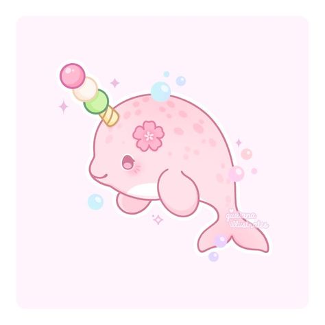 Narwhal Drawing, Narwhal Art, Cute Narwhal, Cute Animal Drawings Kawaii, Funny And Cute, Your Cute, Cute Kawaii Drawings, Kawaii Animals, Narwhal